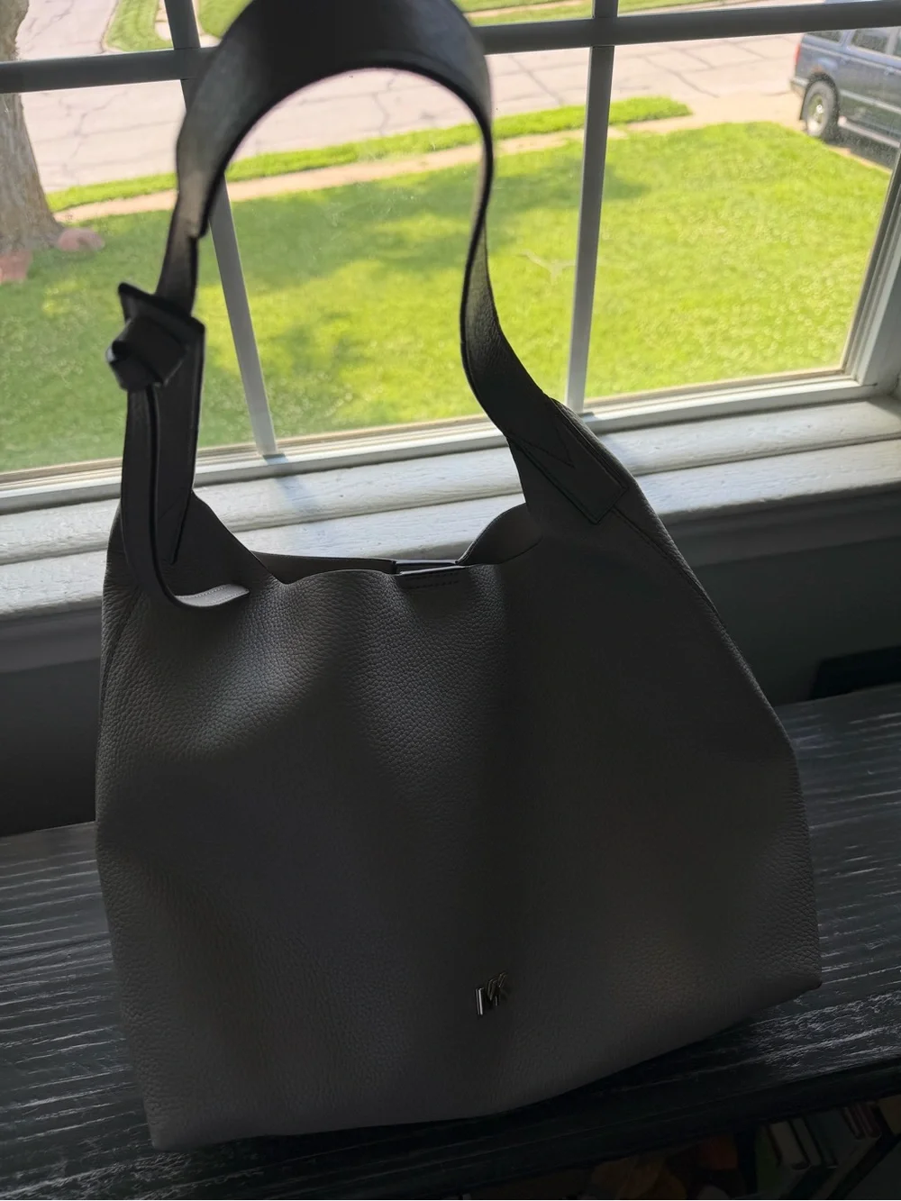 Michael Kors Light Gray Pebble Leather Hobo